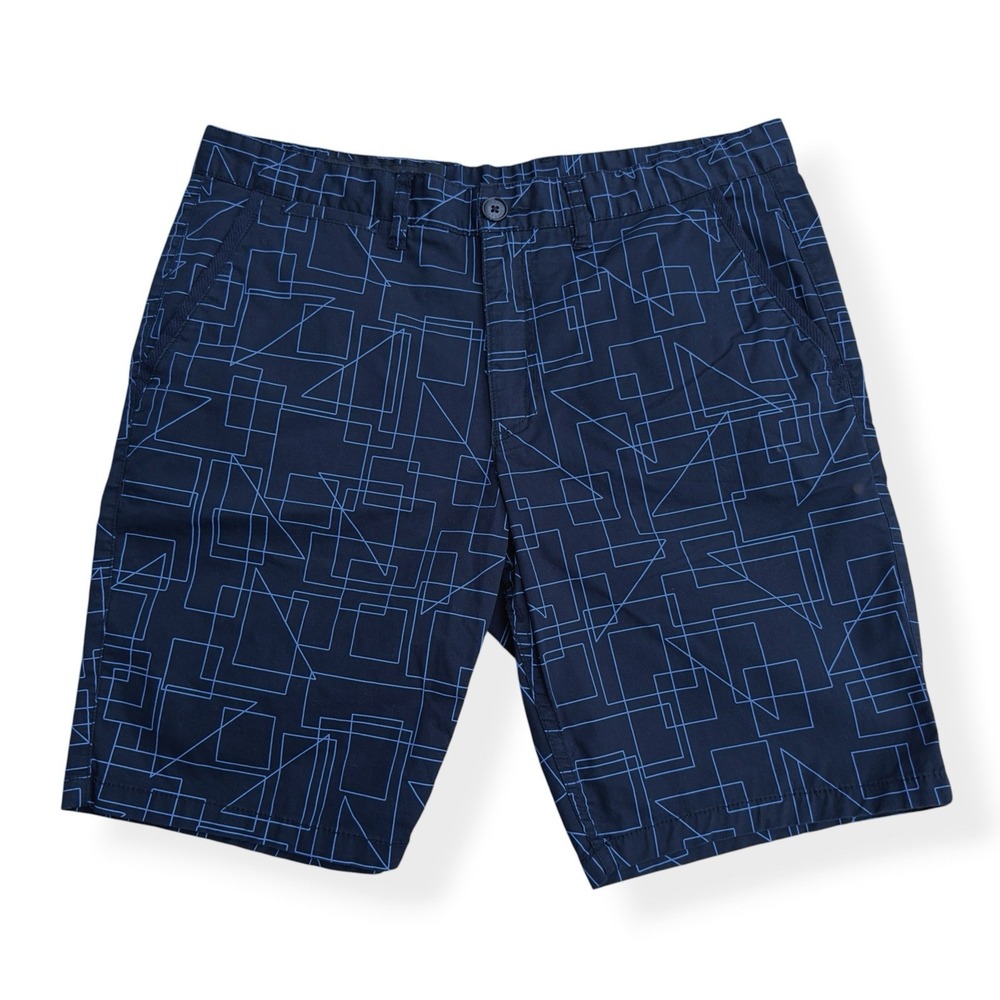 Armani Exchange Chino Shorts Geometric Golf Casual Men's‎ Size 36 Navy Blue
